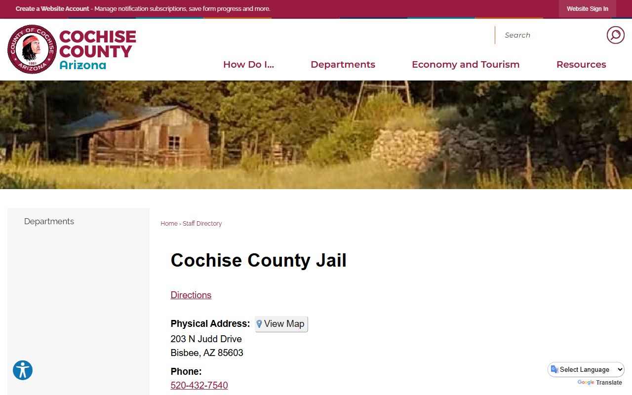 Cochise County Jail inmate lookup official jail directory