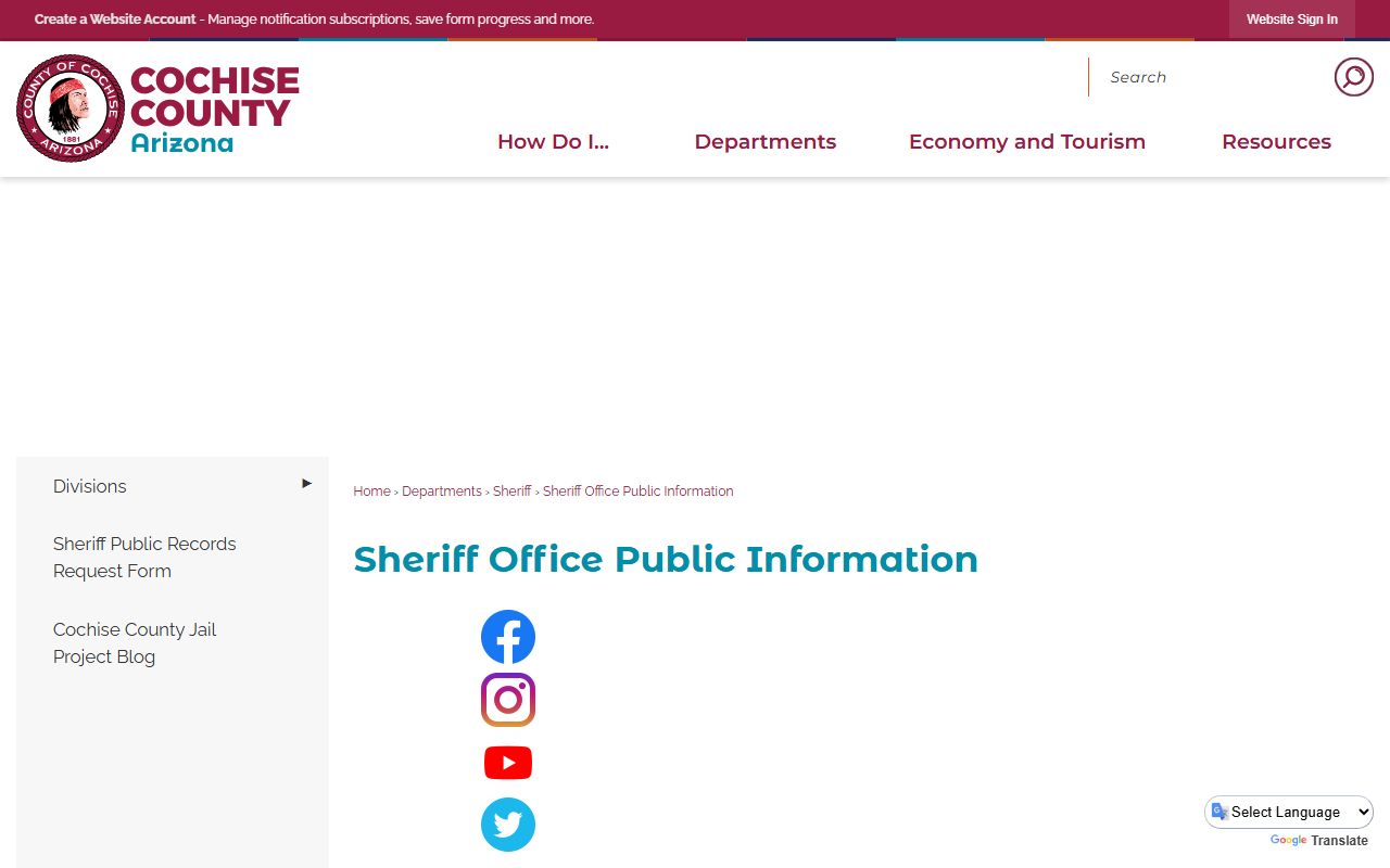 Cochise County jail mugshots discontinued sheriff inmate list notice