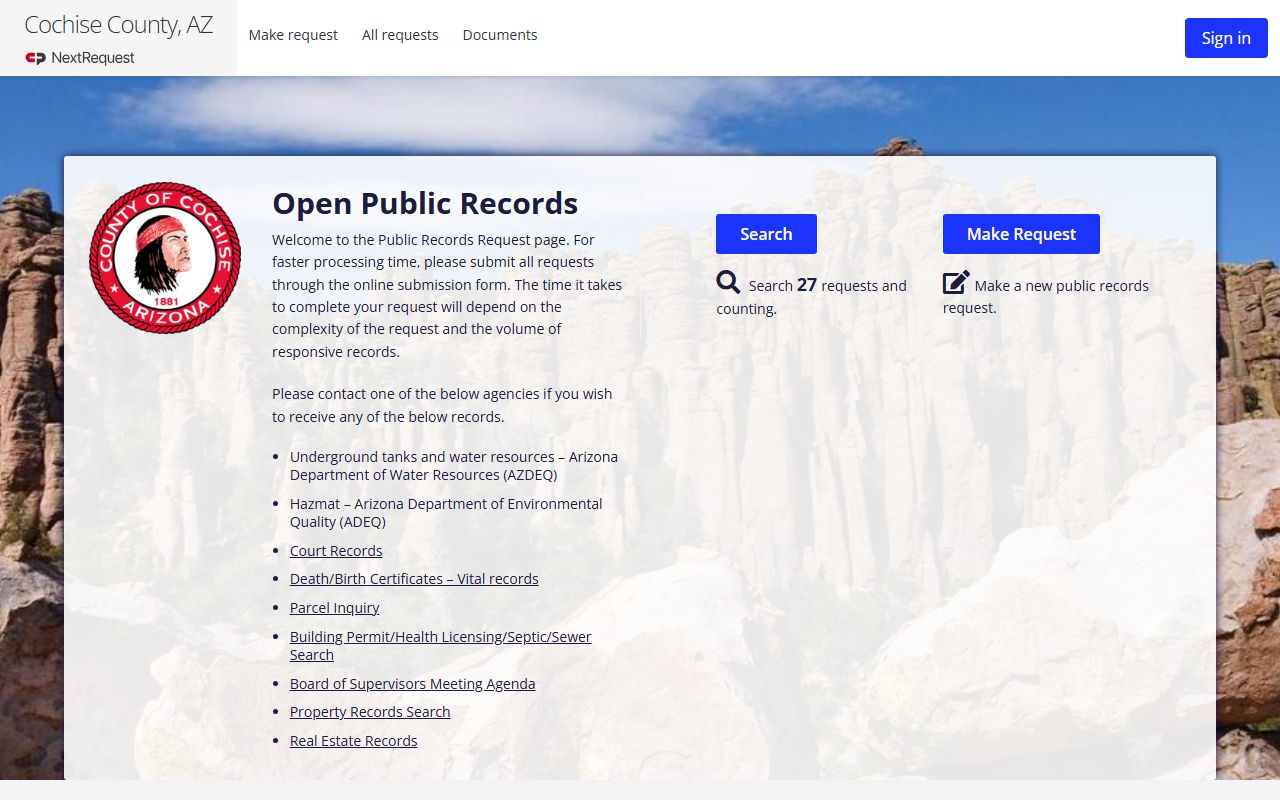 Cochise County jail mugshots booking photo request portal