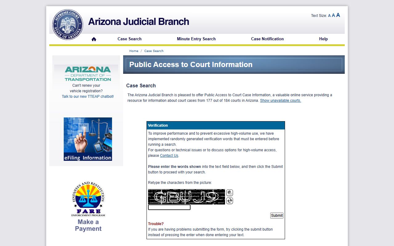 Cochise County court records after jail arrest Arizona Public Access lookup