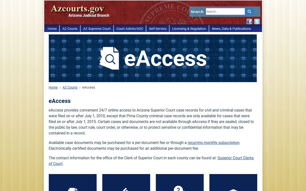 Cochise County court records after jail arrest eAccess document portal
